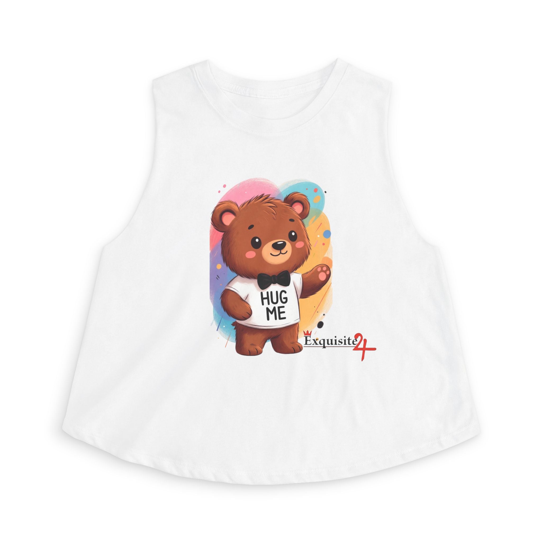 Hug Me Bear Crop Top — Cute Teddy Graphic Women's Tank