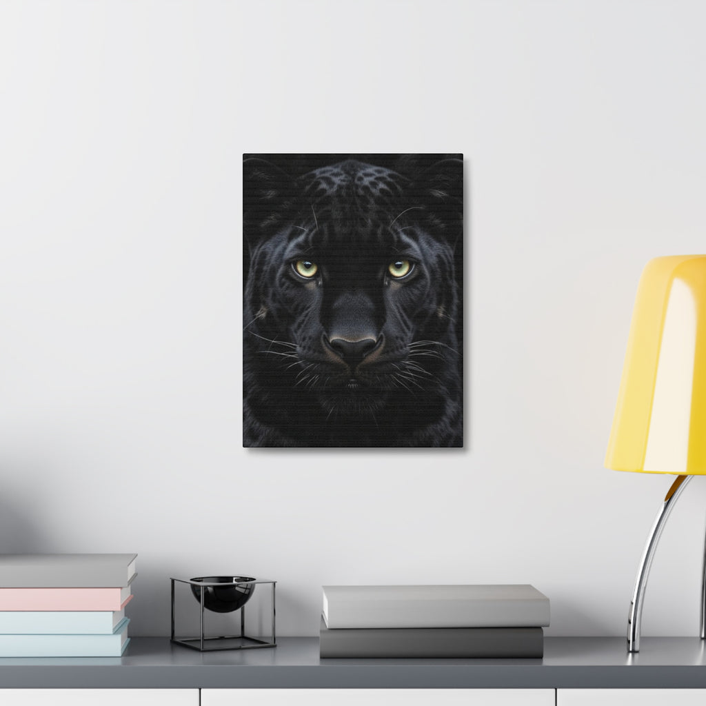 Black Panther Wall Canvas — Intense Close-Up Stretched Canvas Art
