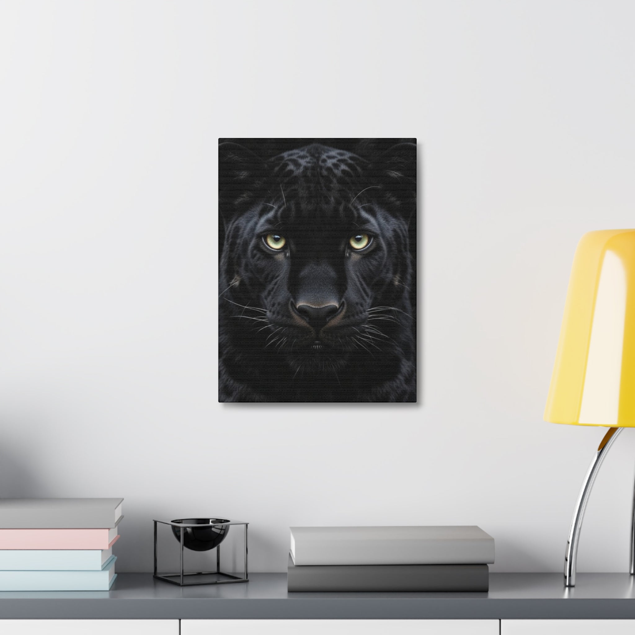 Black Panther Wall Canvas — Intense Close-Up Stretched Canvas Art