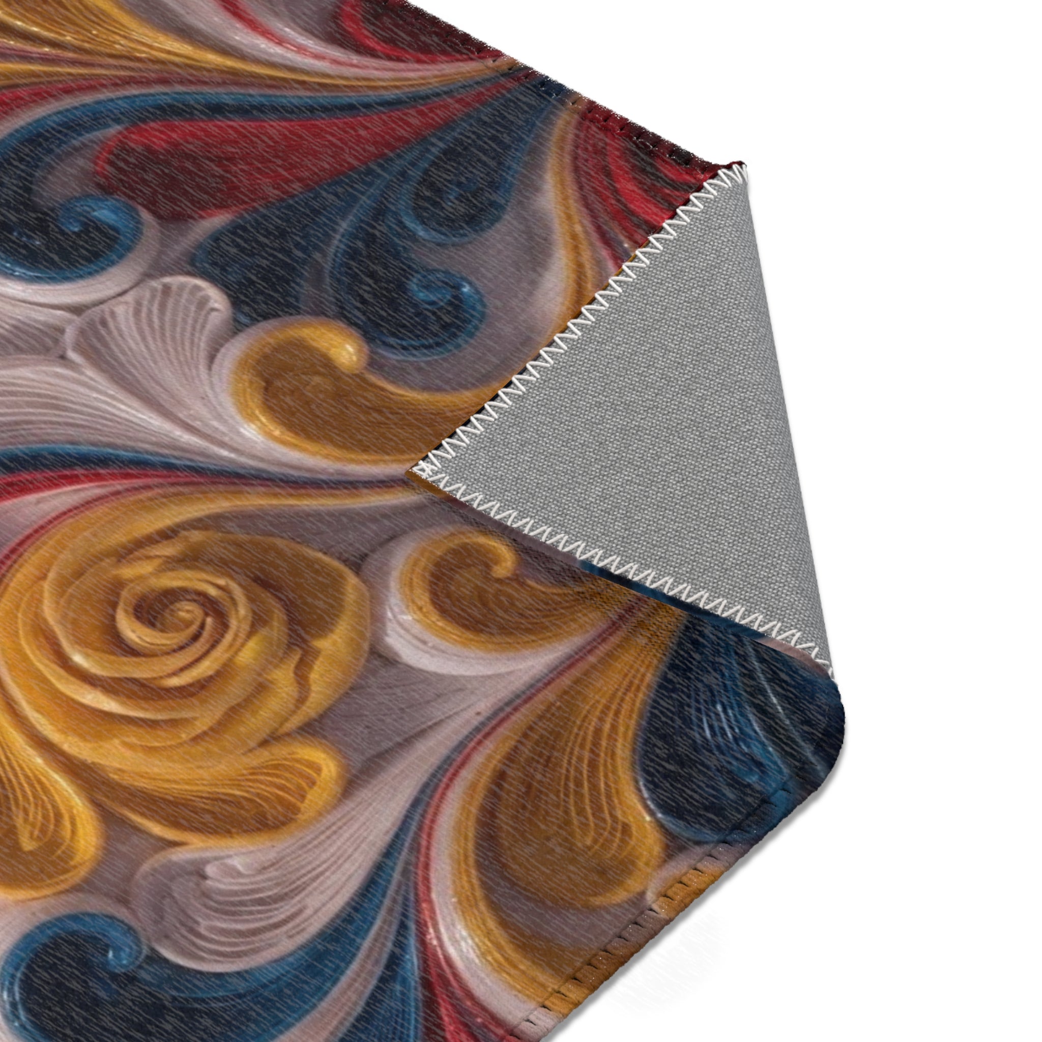 Abstract Floral Swirl Area Rug — Colorful Boho Decorative Accent Rug