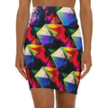 Geometric Prism Rainbow Pencil Skirt — Vibrant Abstract Mid‑Waist Graphic Skirt