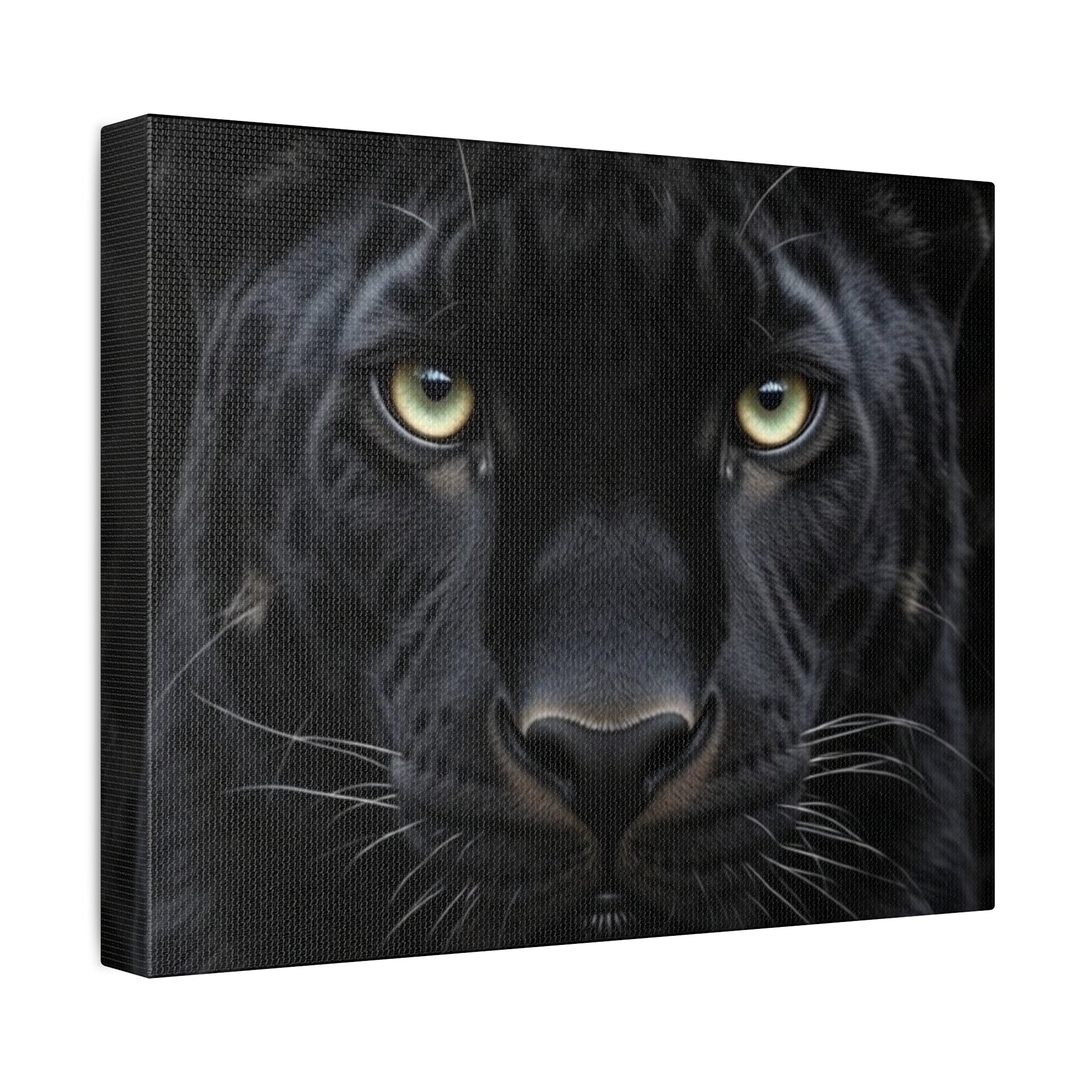 Black Panther Wall Canvas — Intense Close-Up Stretched Canvas Art