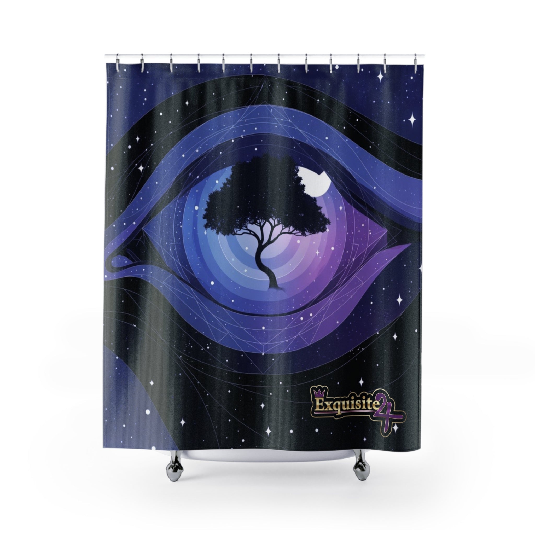 Mystic Night Tree Shower Curtain — Celestial Galaxy Bathroom Decor