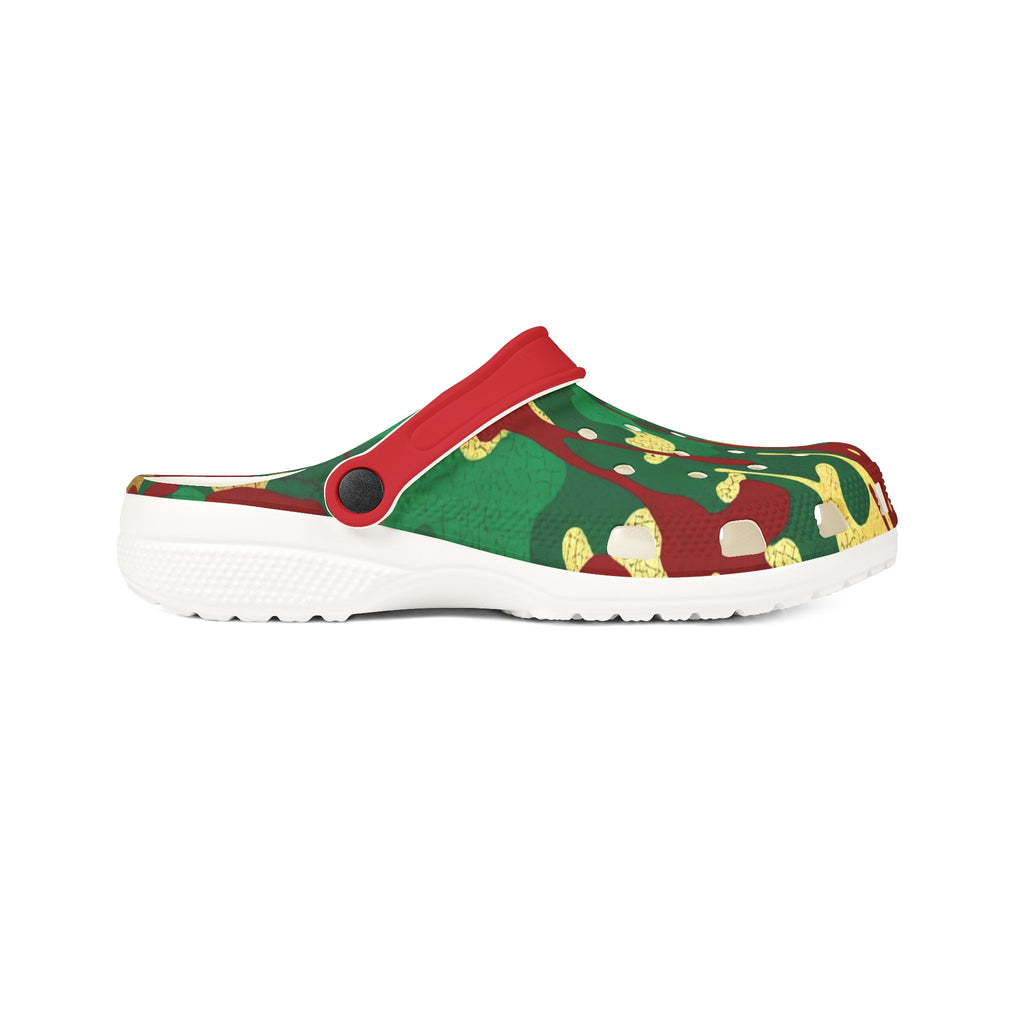 Green, Red, & Gold Camo EVA Foam Clogs