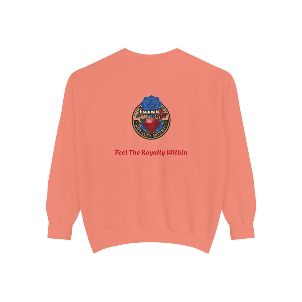 Exquisite 'Feel The Royalty Within' Sweatshirt — Crown Emblem Garment-Dyed Crewneck
