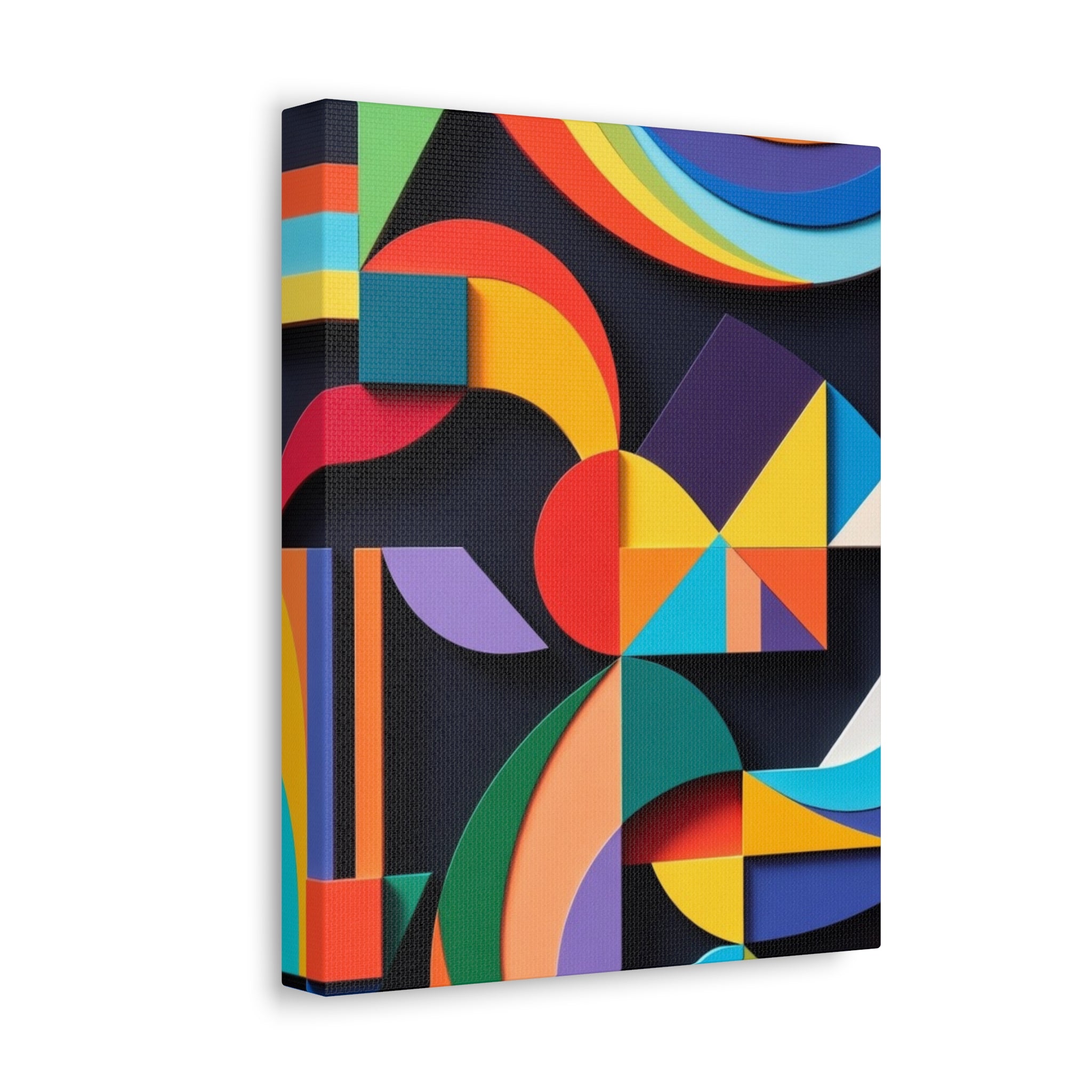 Abstract Geometric Stretched Canvas – Colorful Modern Wall Art