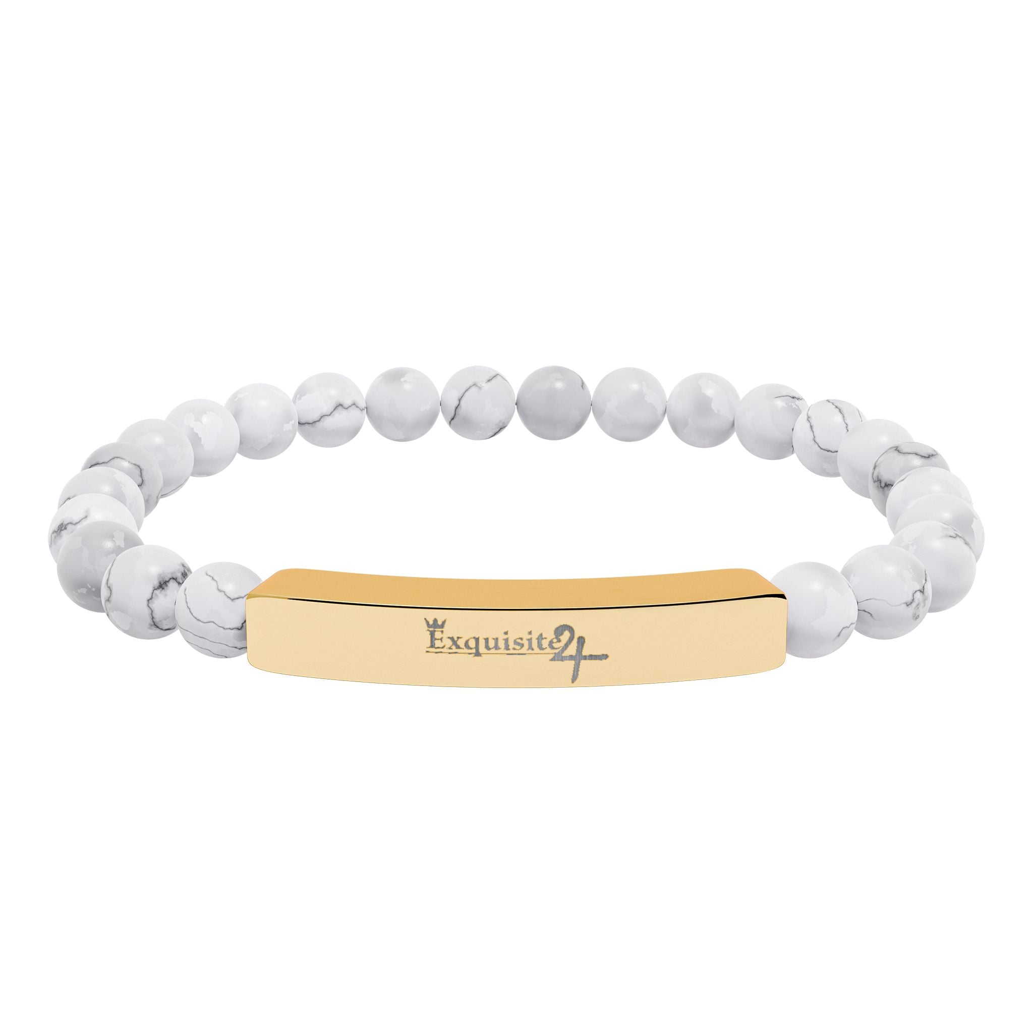 Exquisite 24 Engraved Natural Stone Bead Bar Bracelet