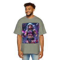 Astronaut Warrior Graphic Tee — Men's Sci‑Fi Space Gamer Oversized Shirt