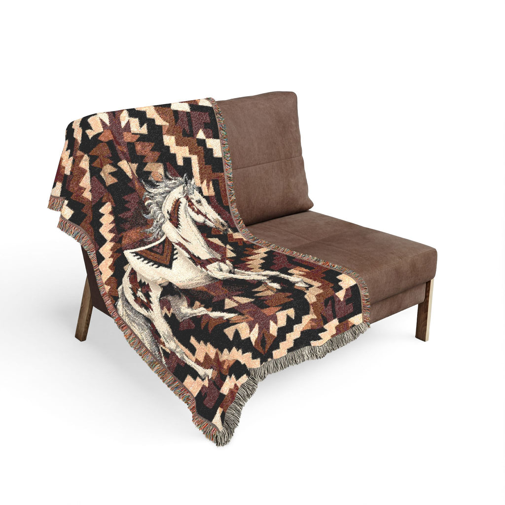 Southwestern Bucking Horse Woven Blanket