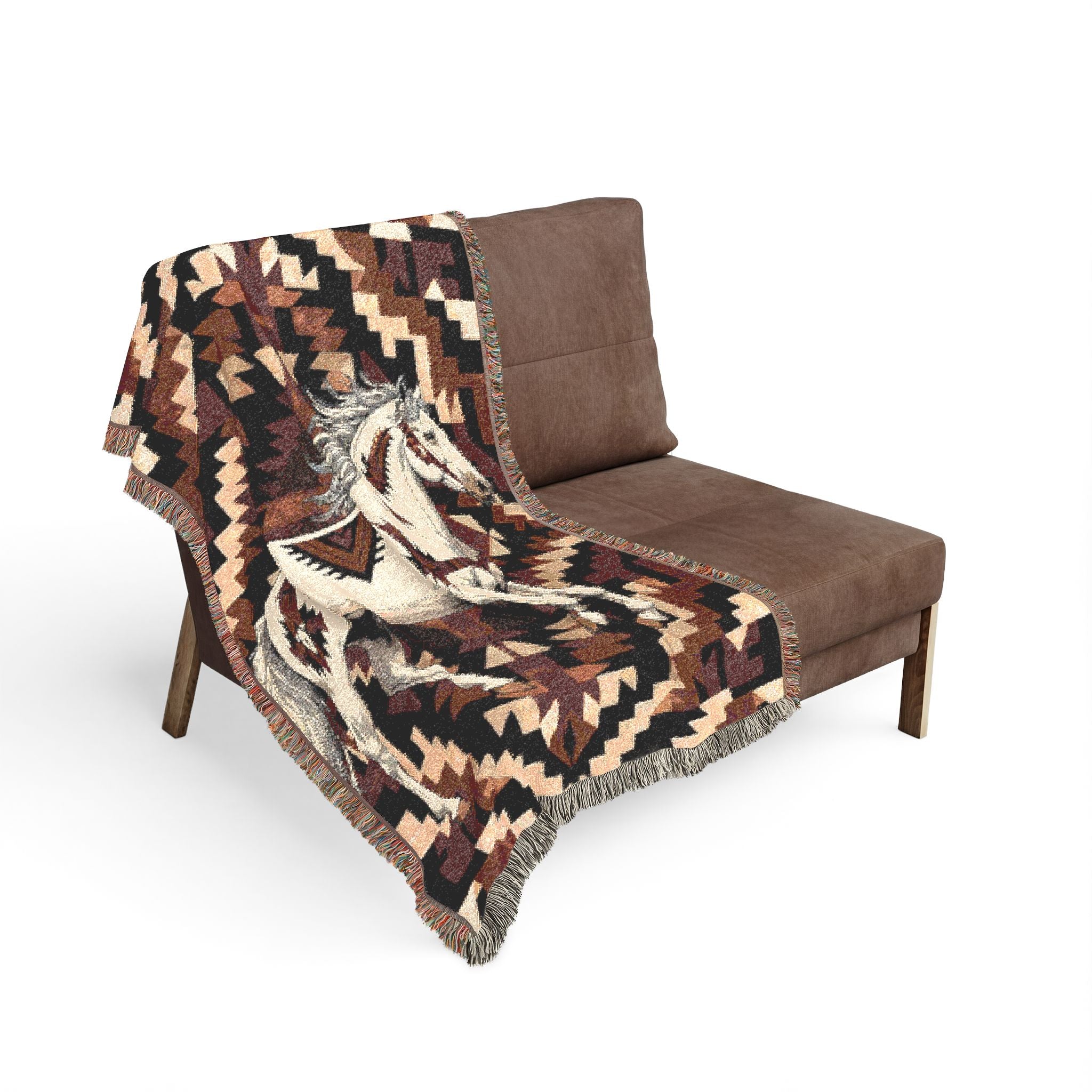 Southwestern Bucking Horse Woven Blanket