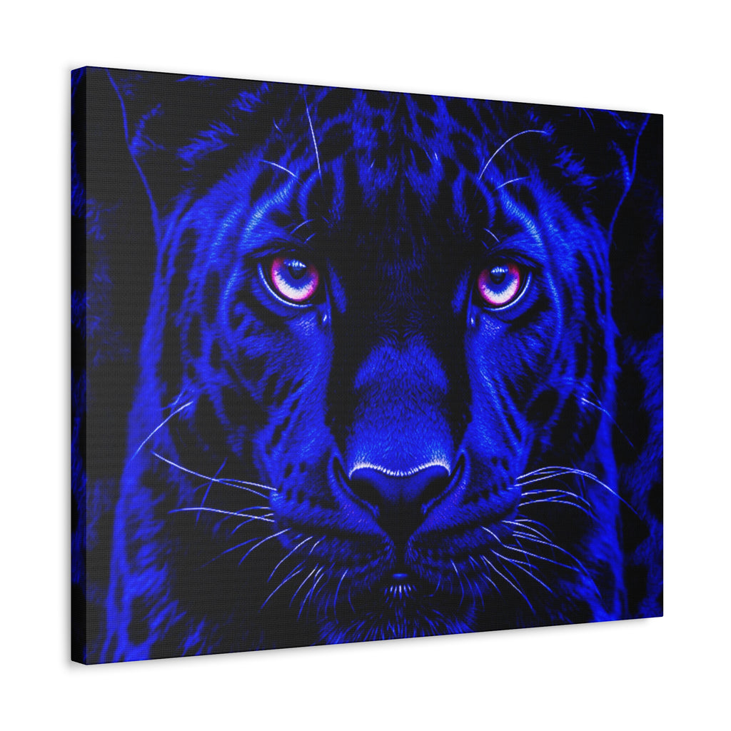 Blue Panther Stretched Canvas Wall Art