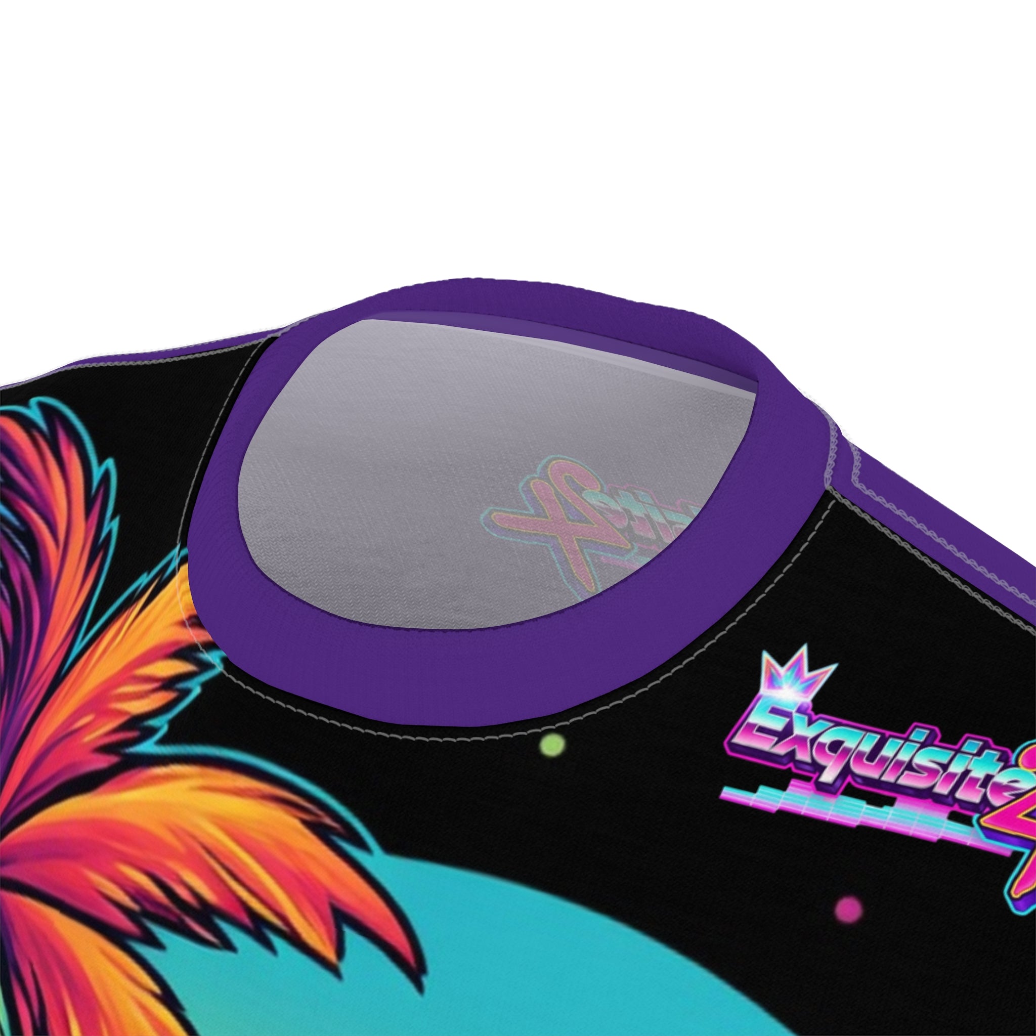 Retro Boombox & Roller Skates Tee — Neon Vaporwave All-Over Print
