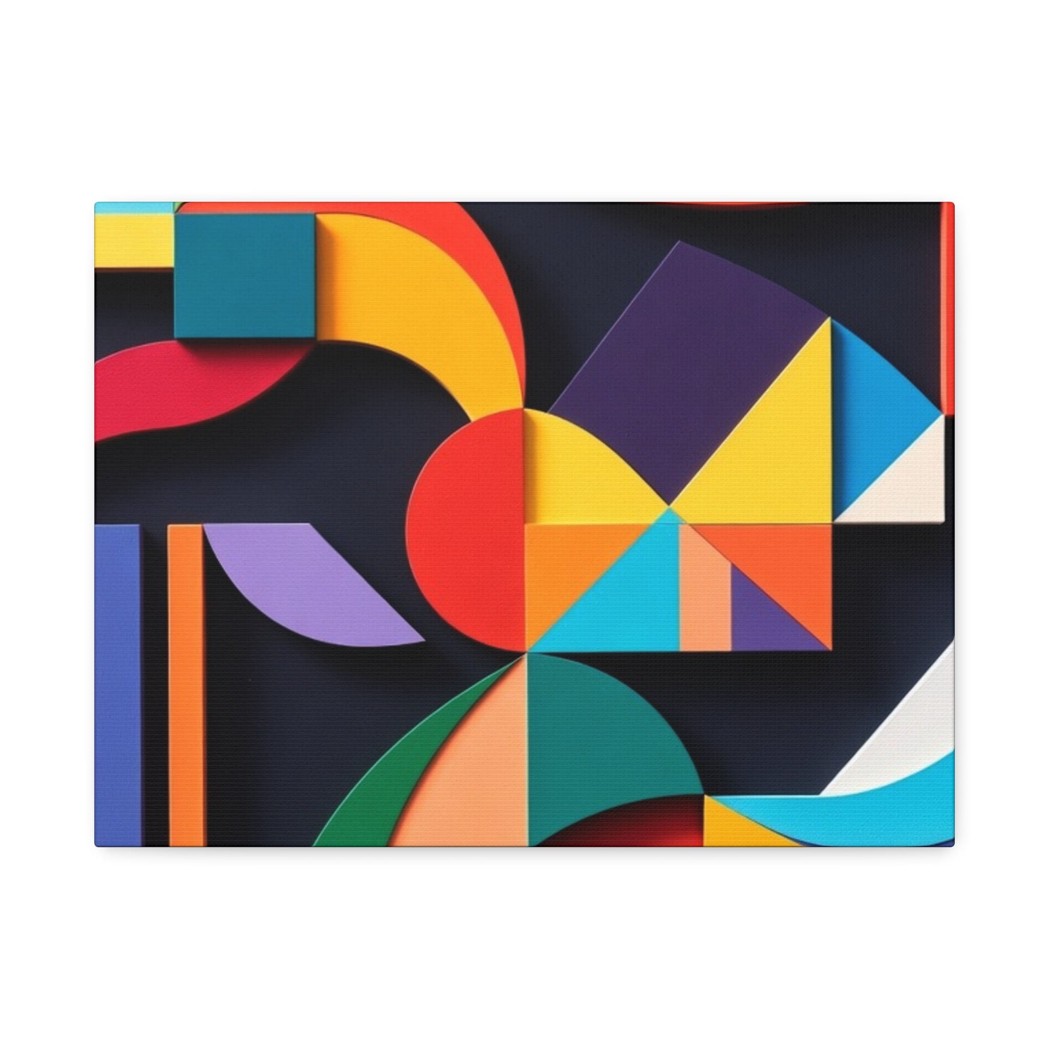 Abstract Geometric Stretched Canvas – Colorful Modern Wall Art