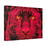 Red Panther Canvas Wall Art — Bold Neon Portrait Stretched Canvas