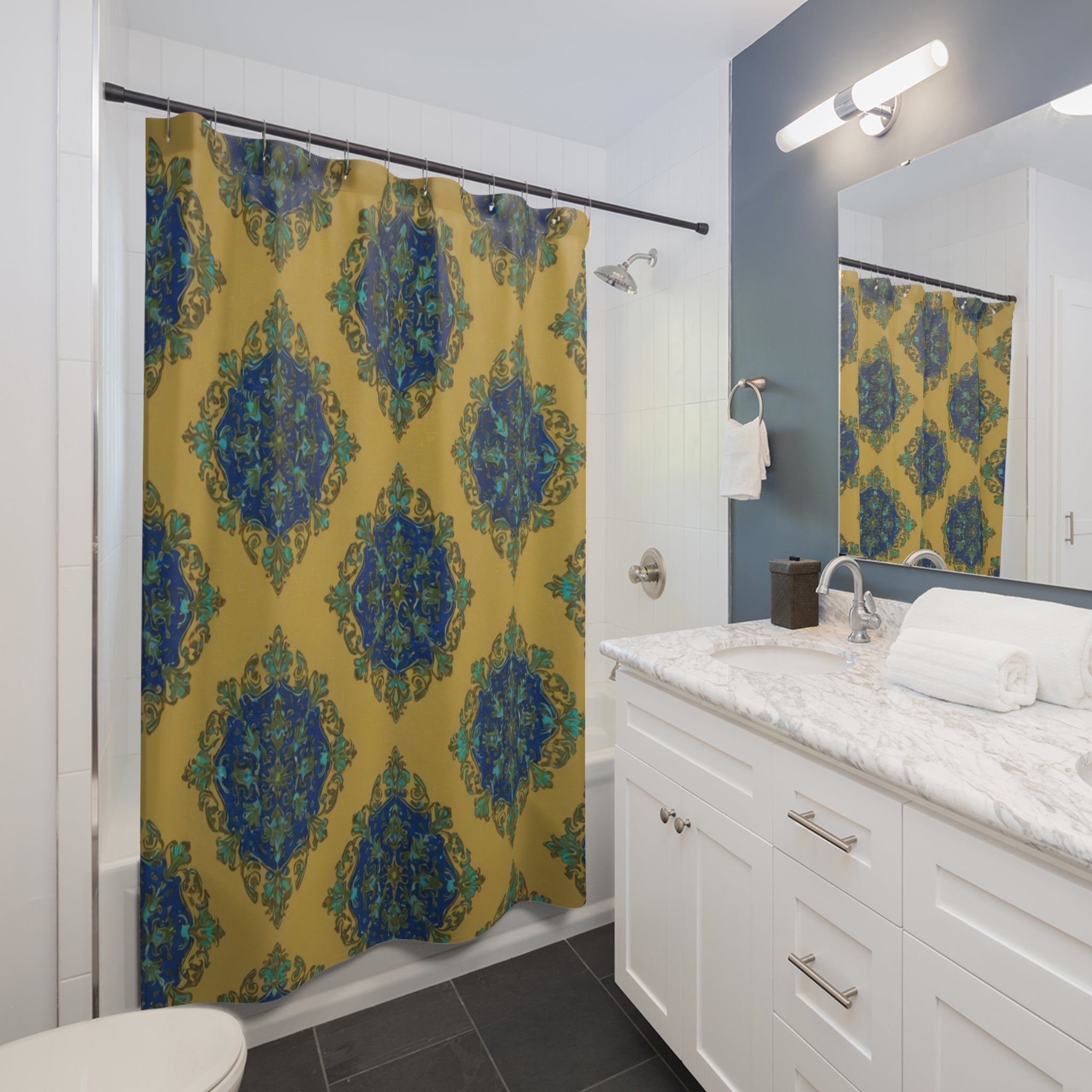 Bohemian Blue Medallion Shower Curtain