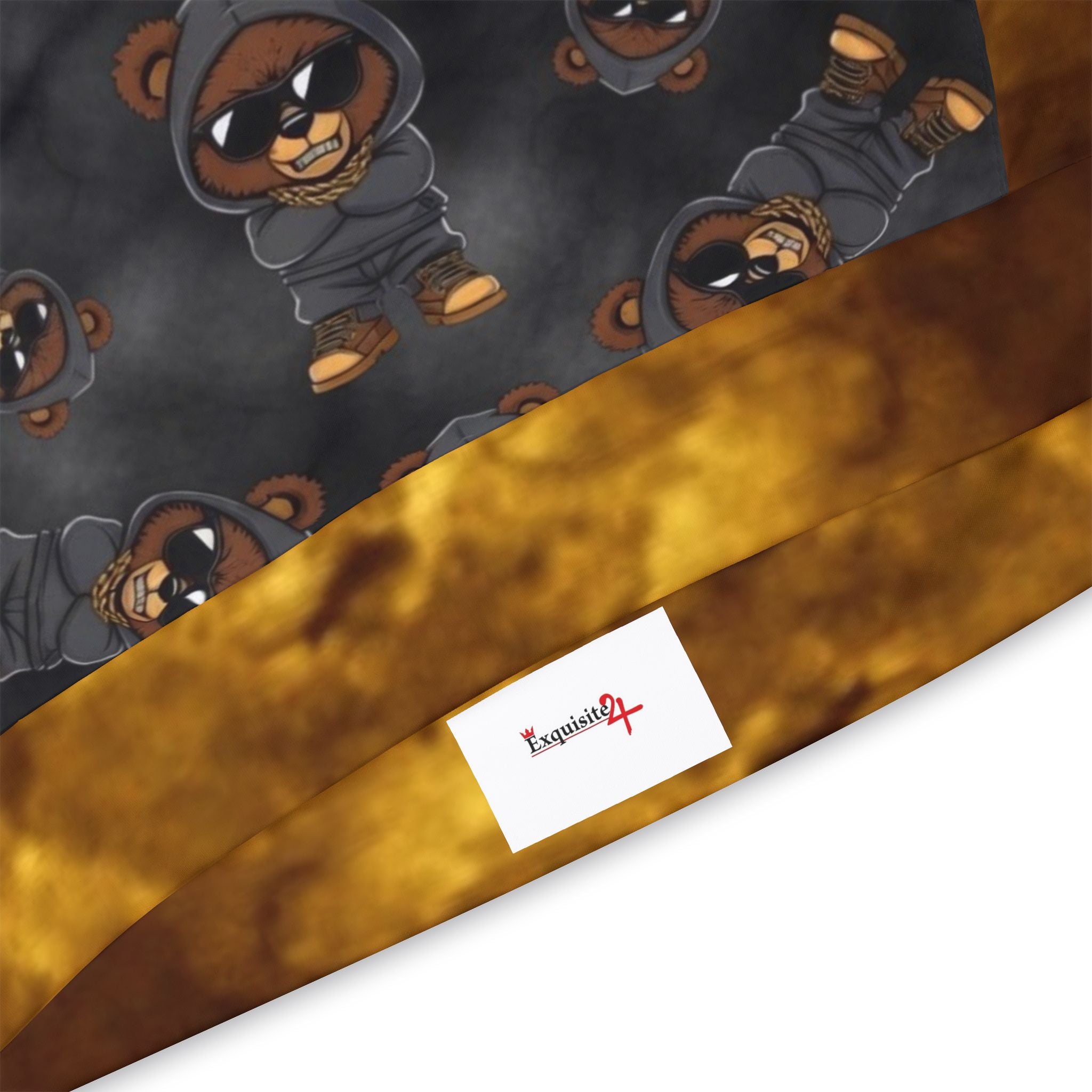 Exquisite 24 Bear Graphic Hoodie — Gold Smoke All-Over Print Athletic Hoodie