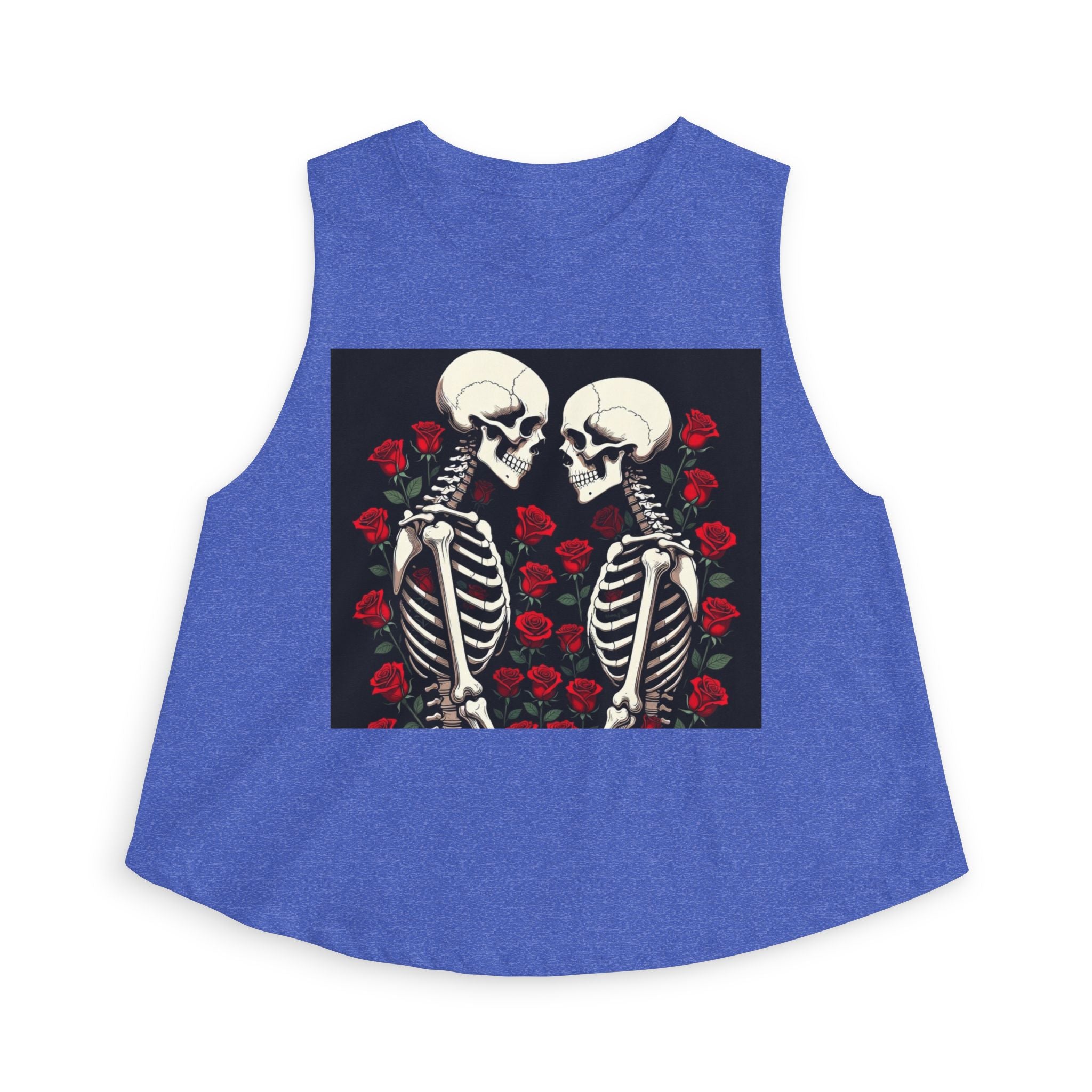Skeleton Kiss Crop Top — Gothic Rose Couple Graphic Tank