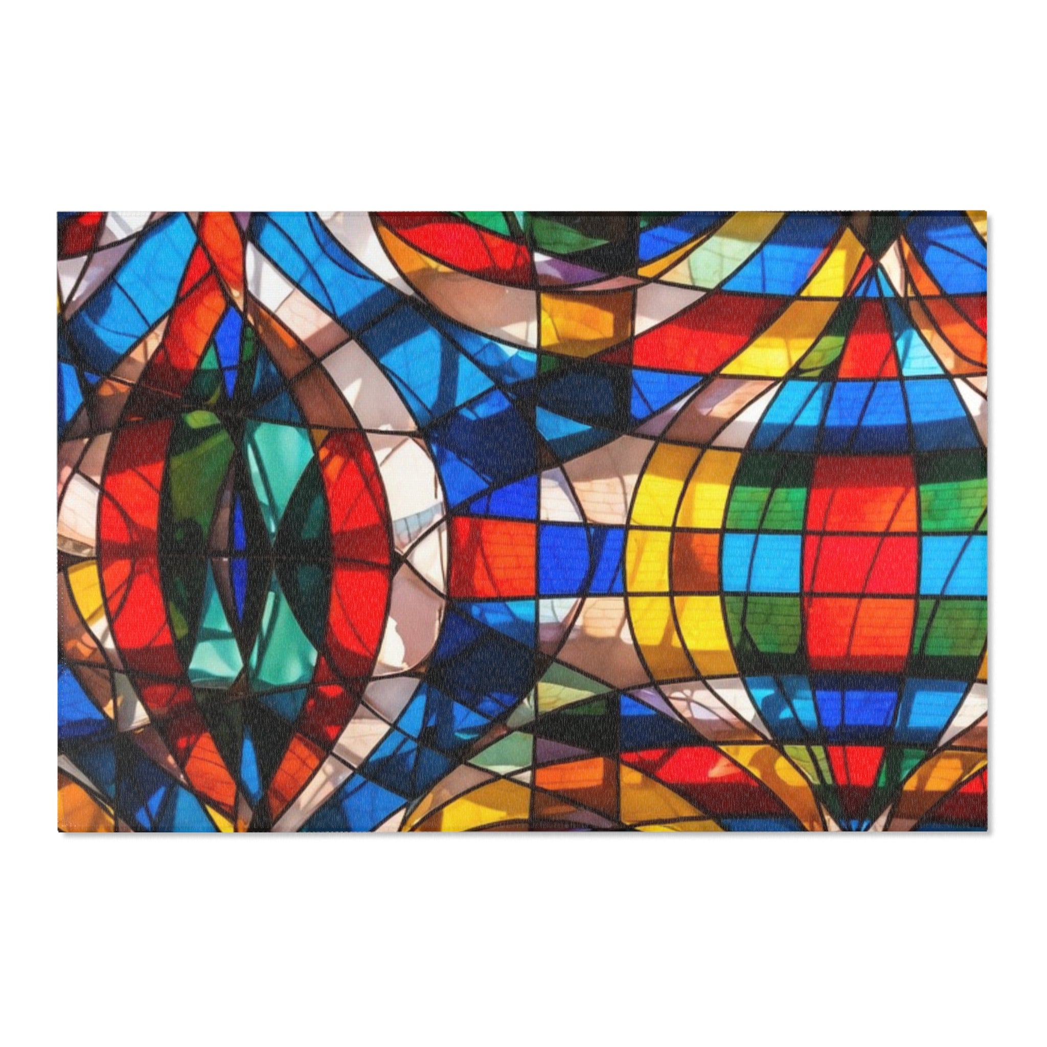 Stained Glass Mosaic Area Rug — Vibrant Geometric Decorative Floor Mat