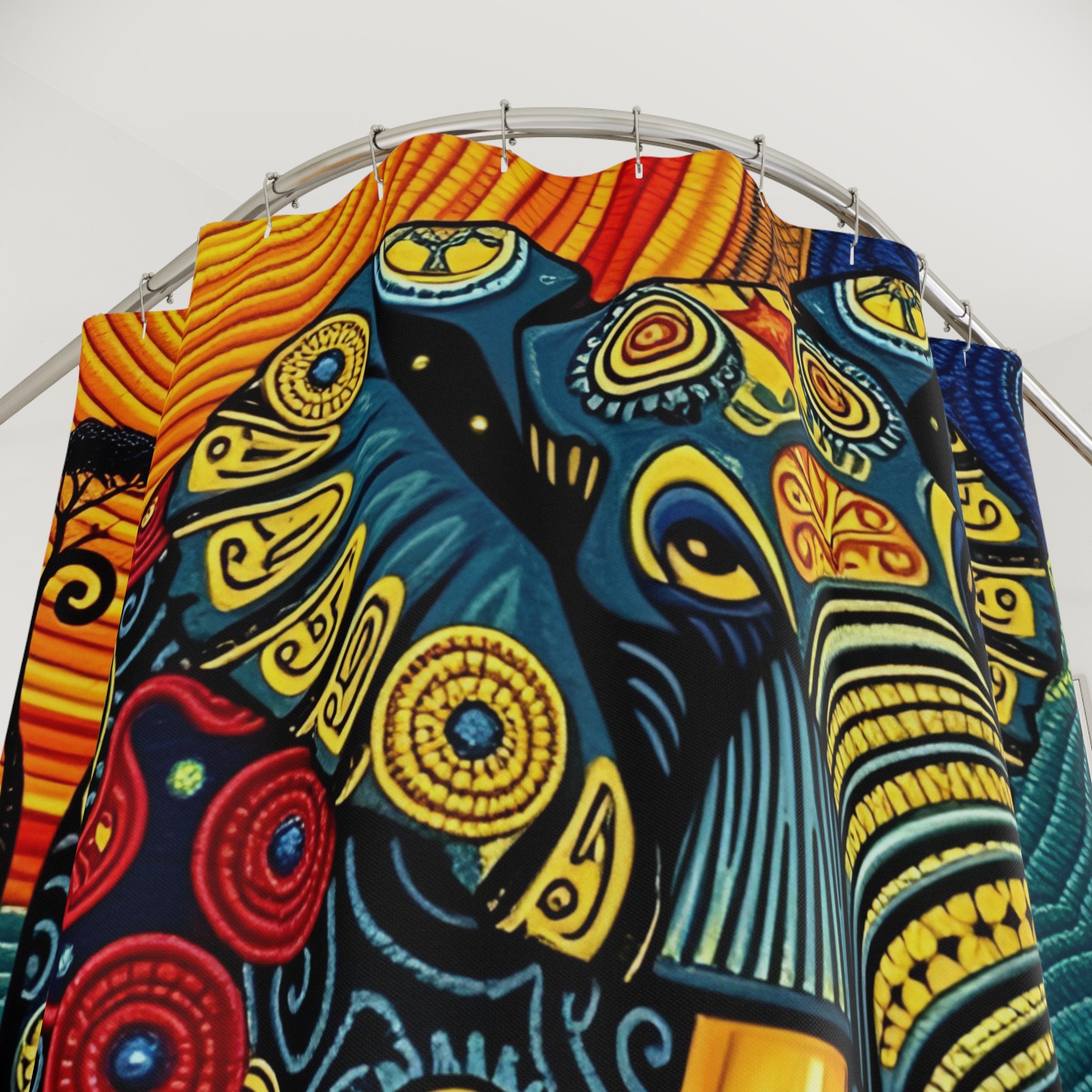 Elephant Mandala Shower Curtain — Colorful Bohemian Bath Decor