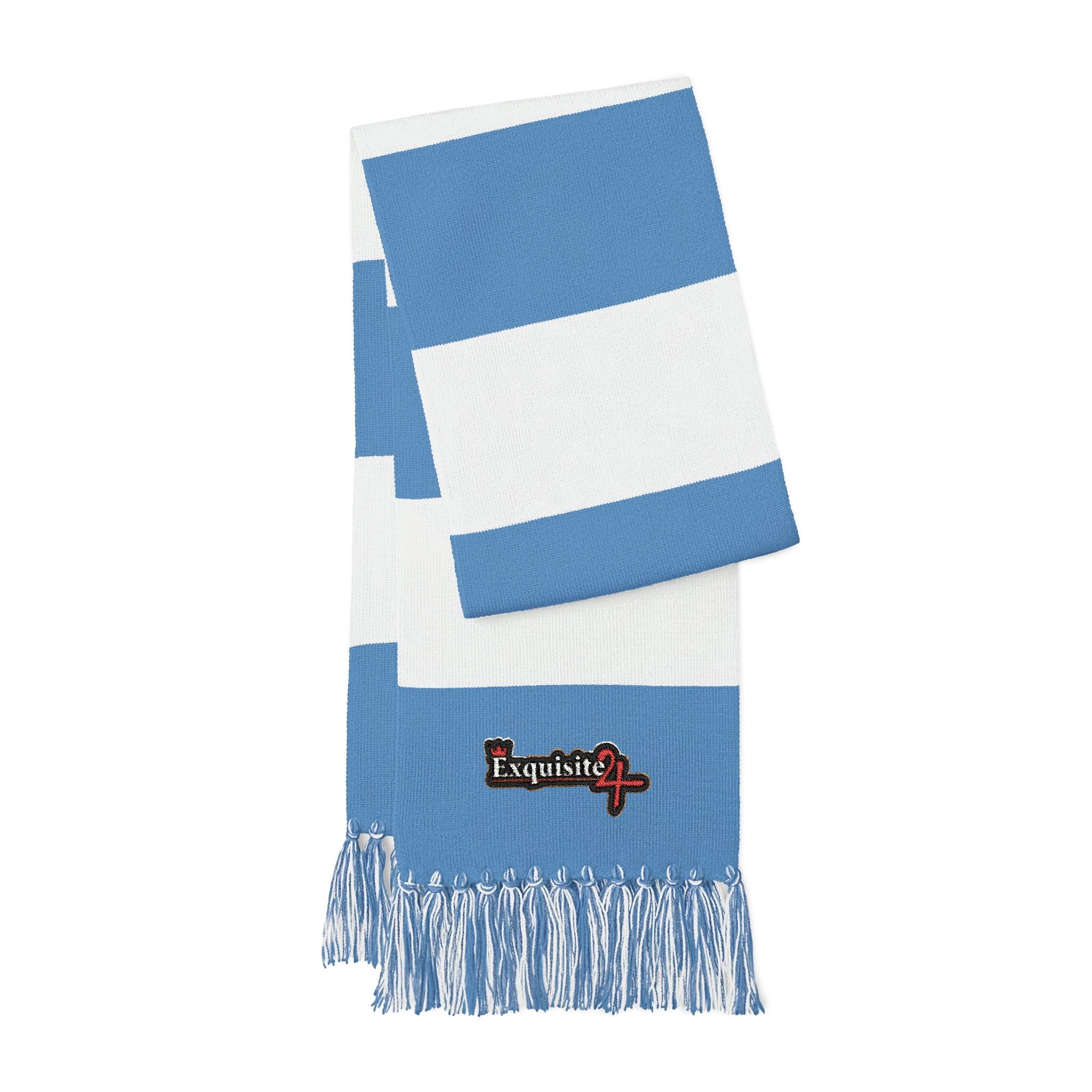 Embroidered Spectator Scarf — Striped Team Fan Scarf with Fringe