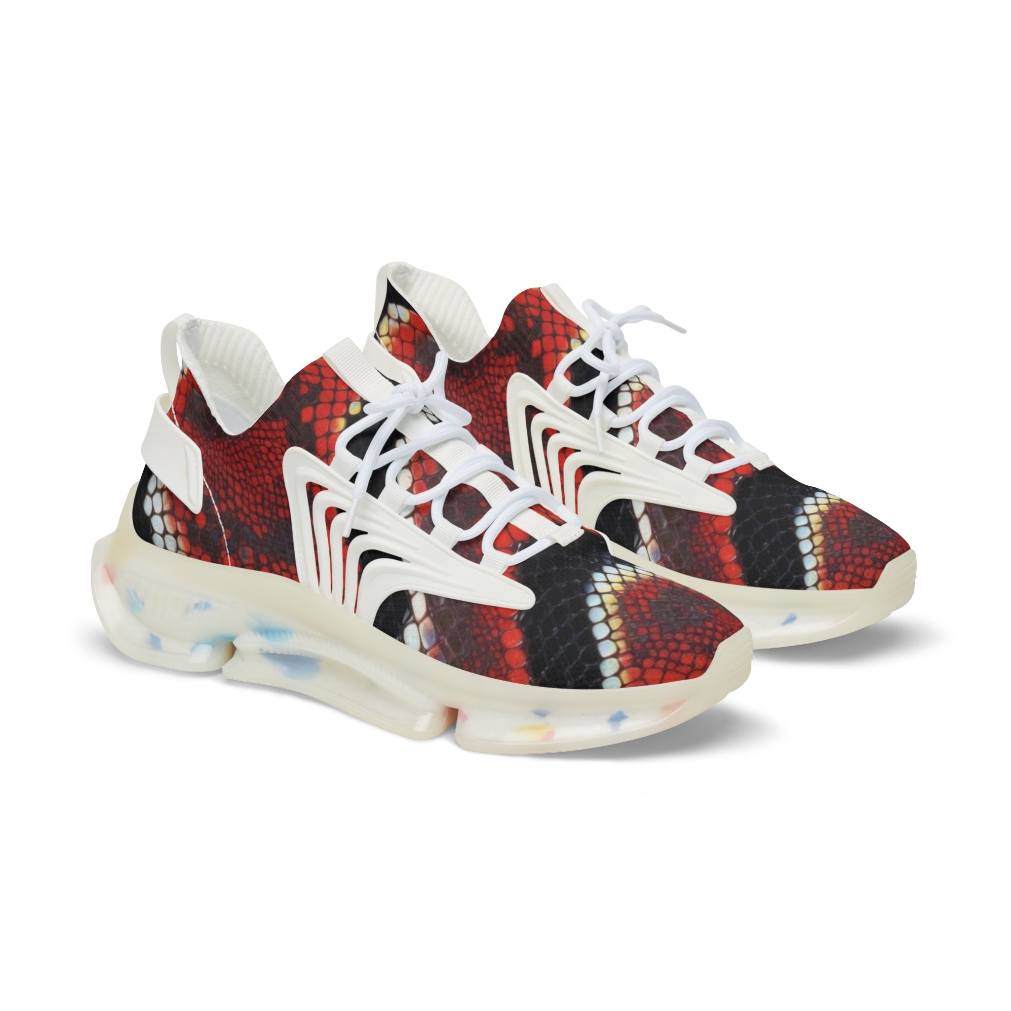 Men's Mesh Snakeskin Print Sneakers