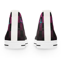 Women's Pink & Black Checkerboard High Top Sneakers