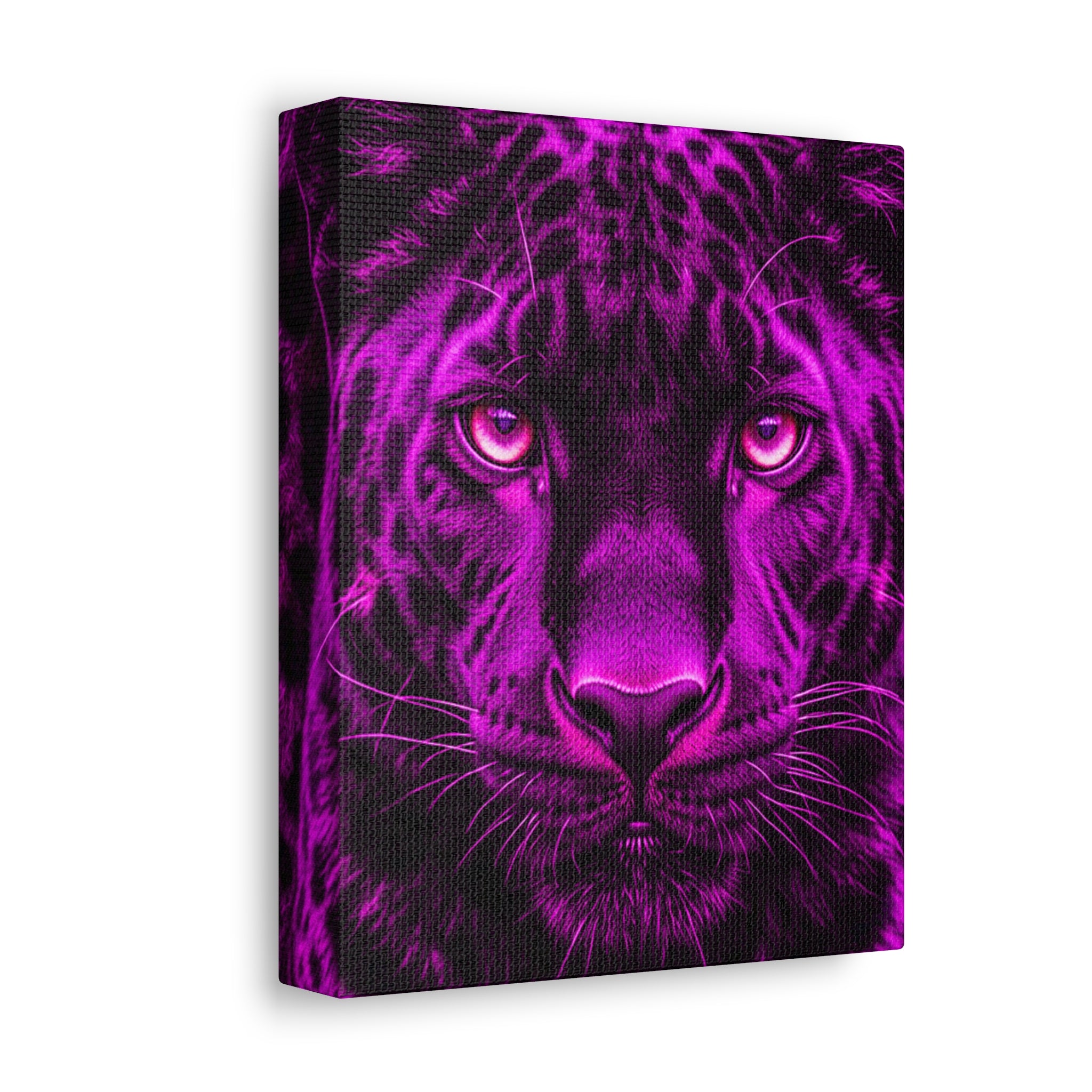 Purple Neon Panther Stretched Canvas – Vibrant Wall Art for Modern Rooms