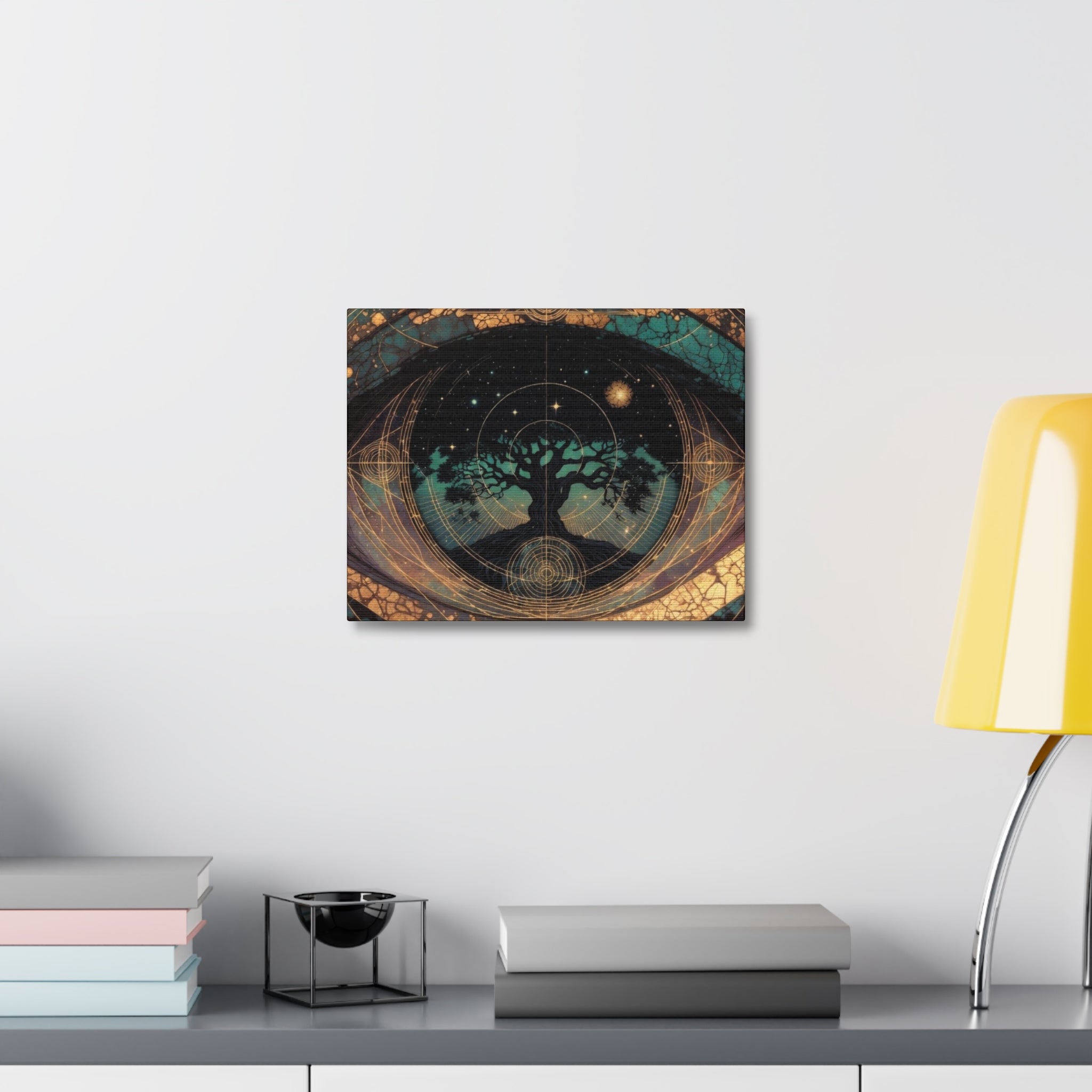 Mystic Tree of Life Stretched Canvas – Spiritual Cosmic Wall Art
