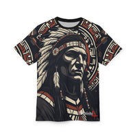 Native Chief Graphic Tee — Tribal Headdress All-Over Print