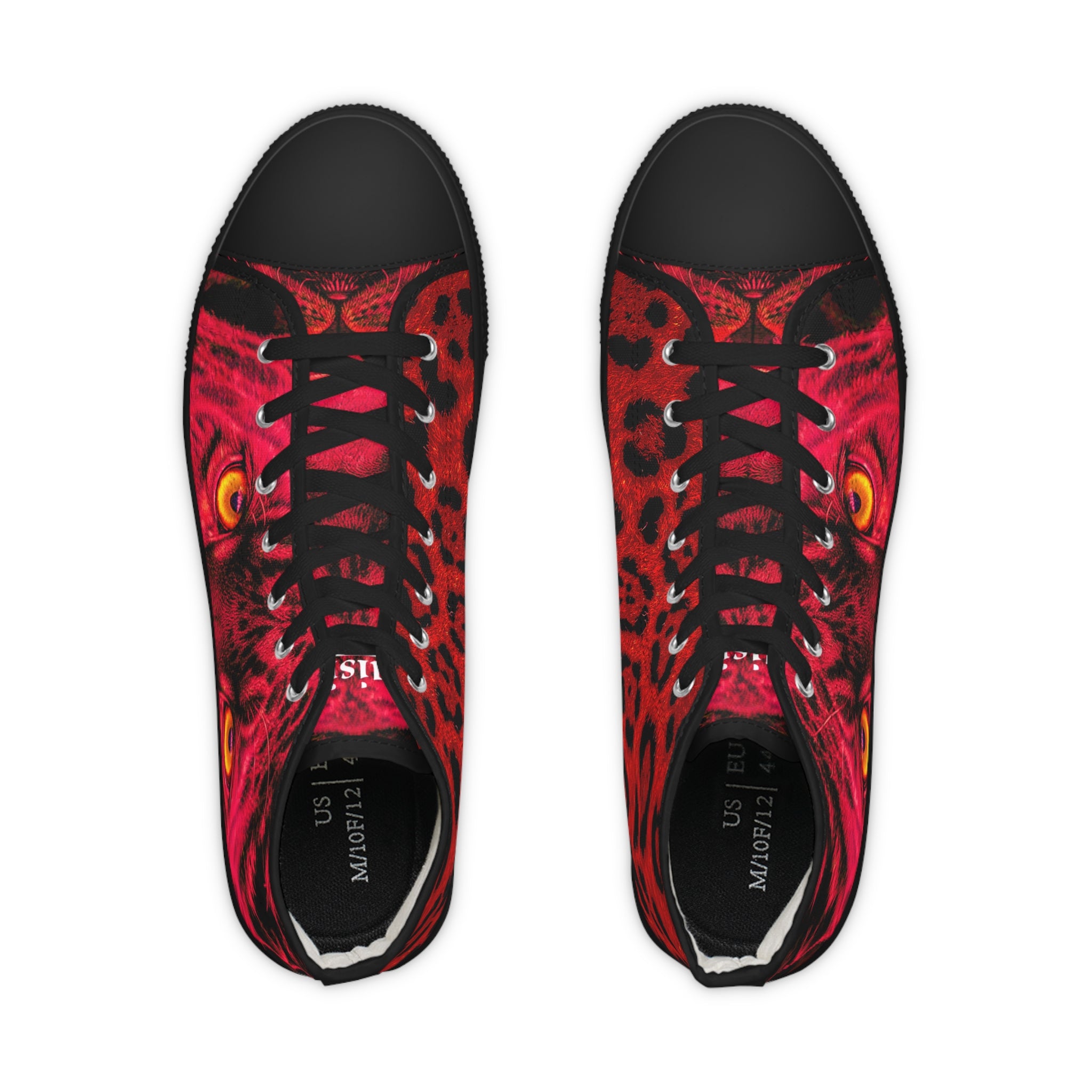 Red Leopard Eyes High Top Sneakers — Bold Men's Statement Shoes