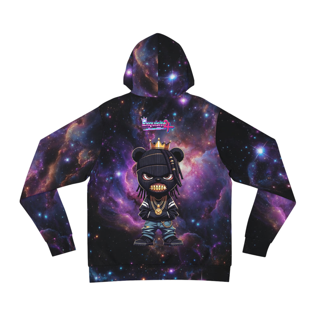 Galaxy Streetwear Hoodie — Retro Neon Logo with Cartoon Crowned Character Back