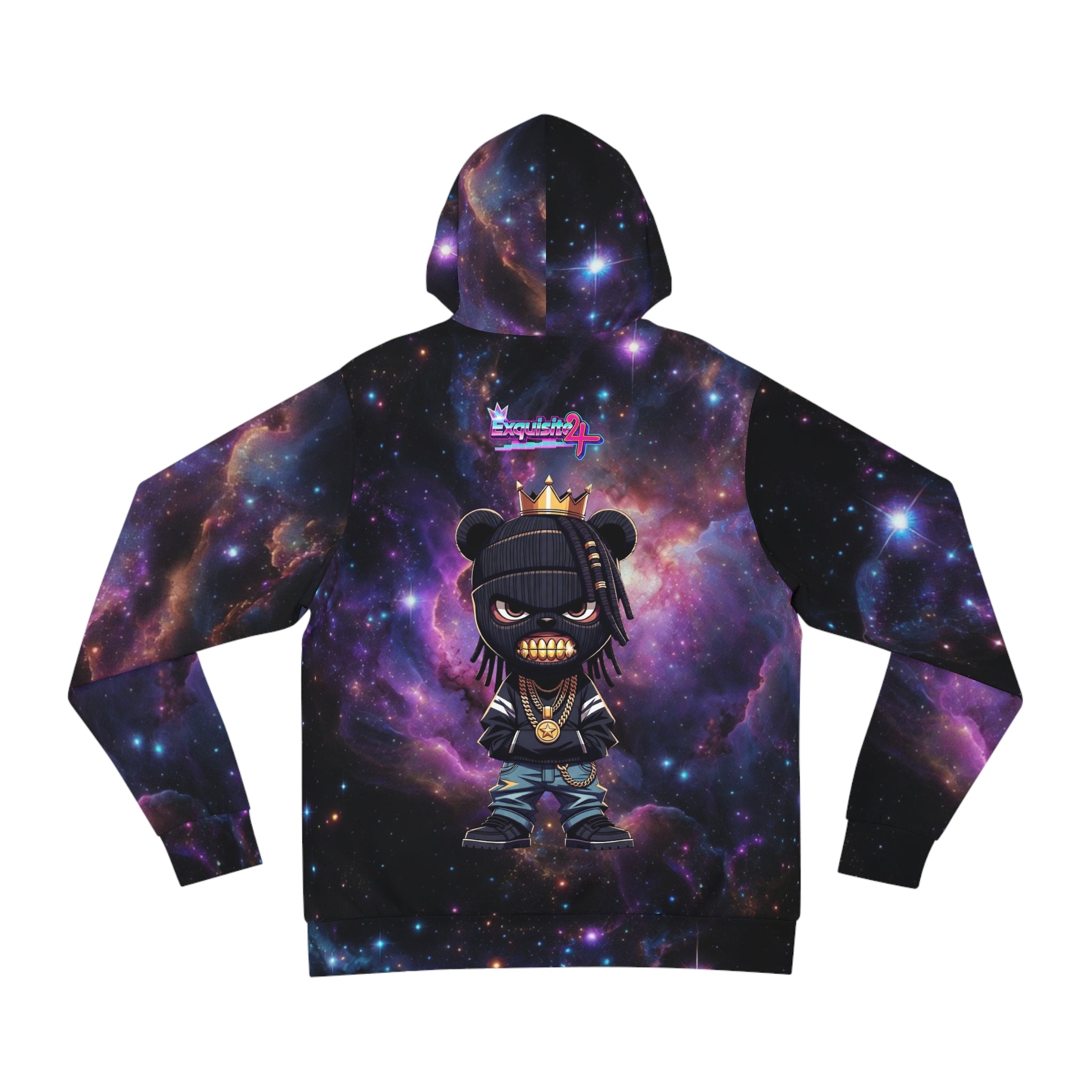 Galaxy Streetwear Hoodie — Retro Neon Logo with Cartoon Crowned Character Back