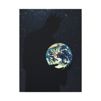 Earth Embrace Stretched Canvas — Cosmic Silhouette Wall Art