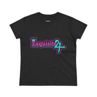 Exquisite 24 Sticker Logo Women's Graphic Tee – Neon Cotton Candy