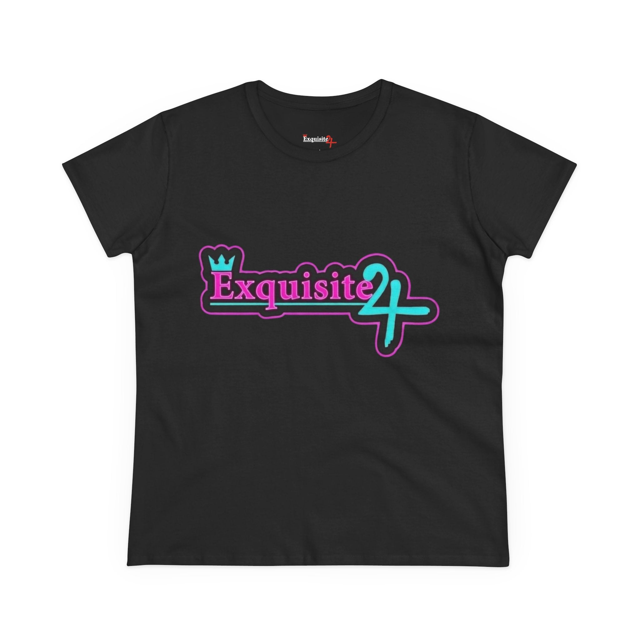 Exquisite 24 Sticker Logo Women's Graphic Tee – Neon Cotton Candy