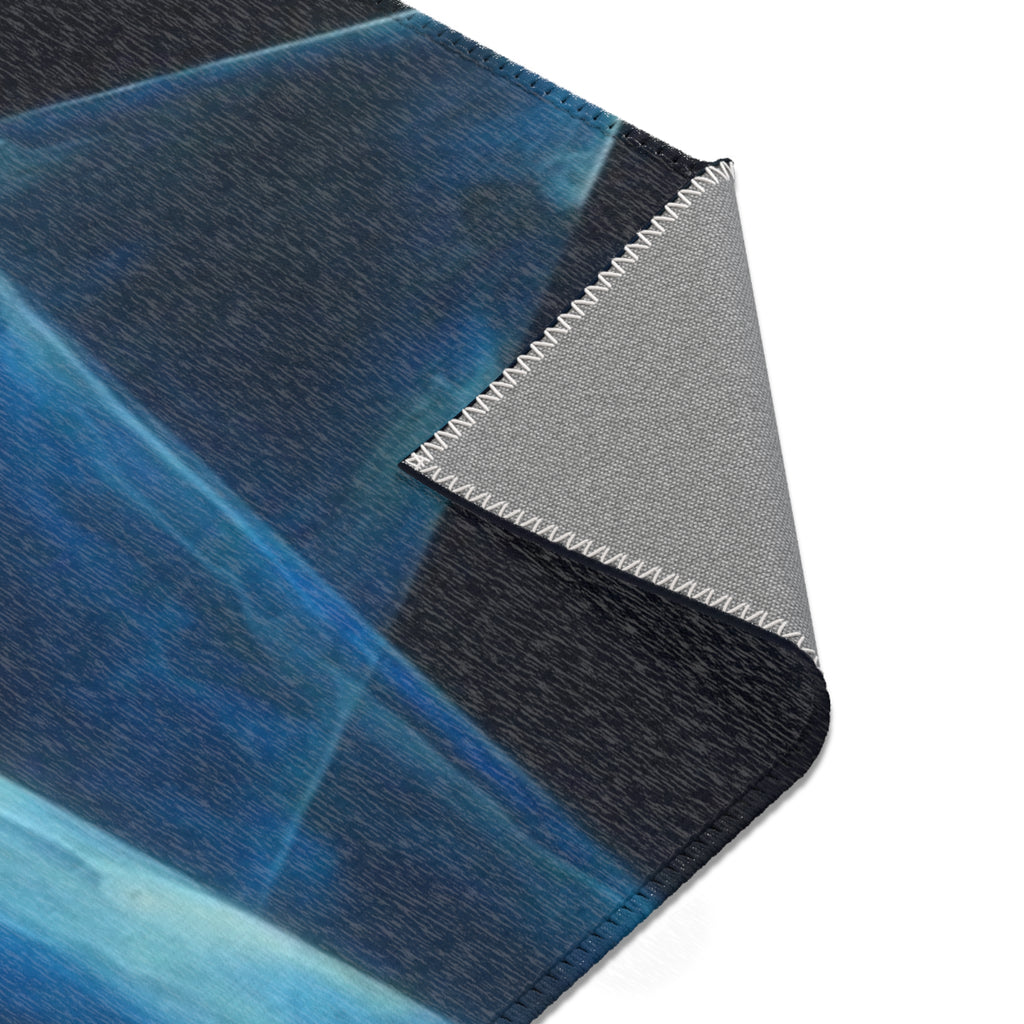 Geometric Blue Triangle Area Rug — Modern Abstract Accent Rug for Living Room & Bedroom