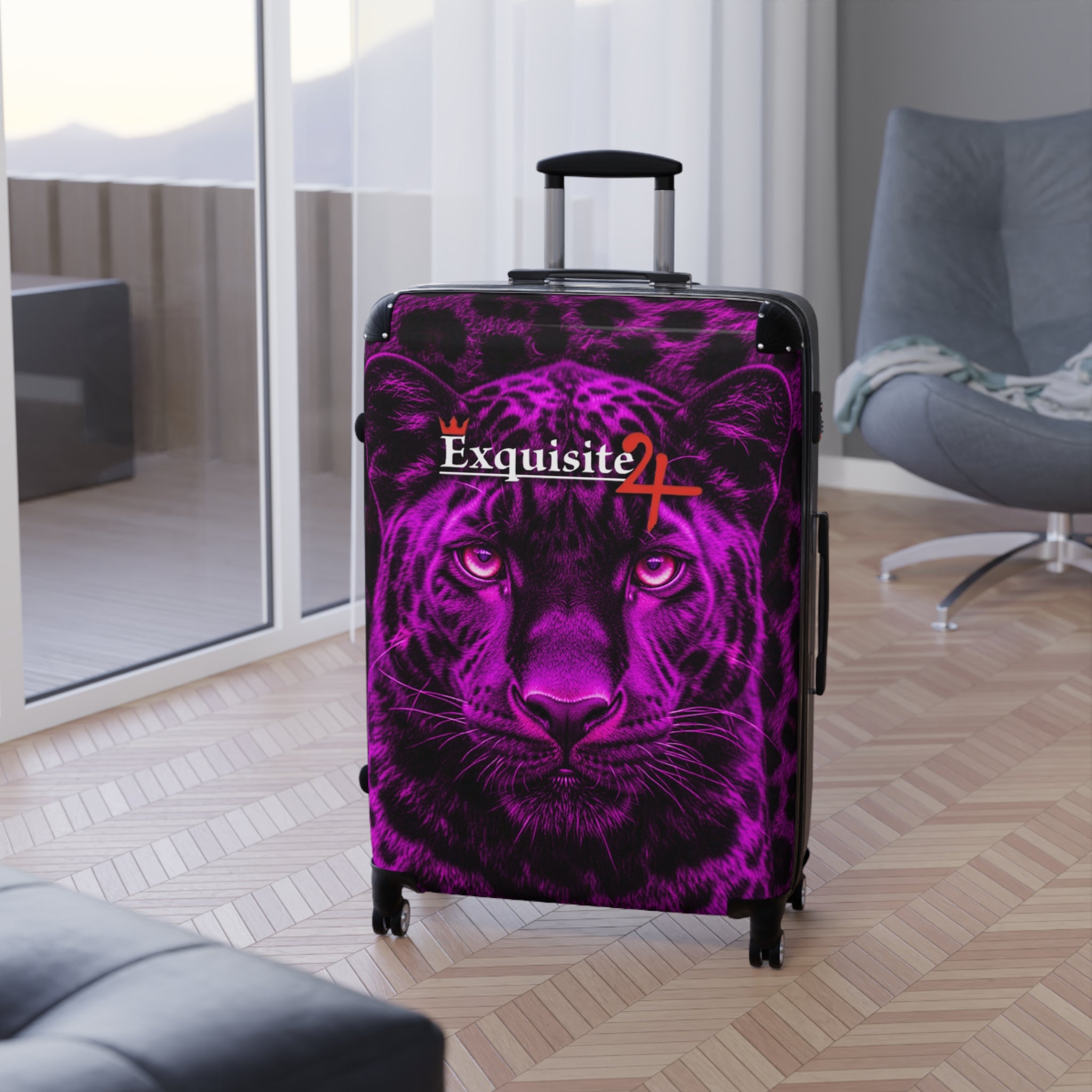 Purple Leopard Carry-On Suitcase — 'Exquisite 24' Graphic Luggage