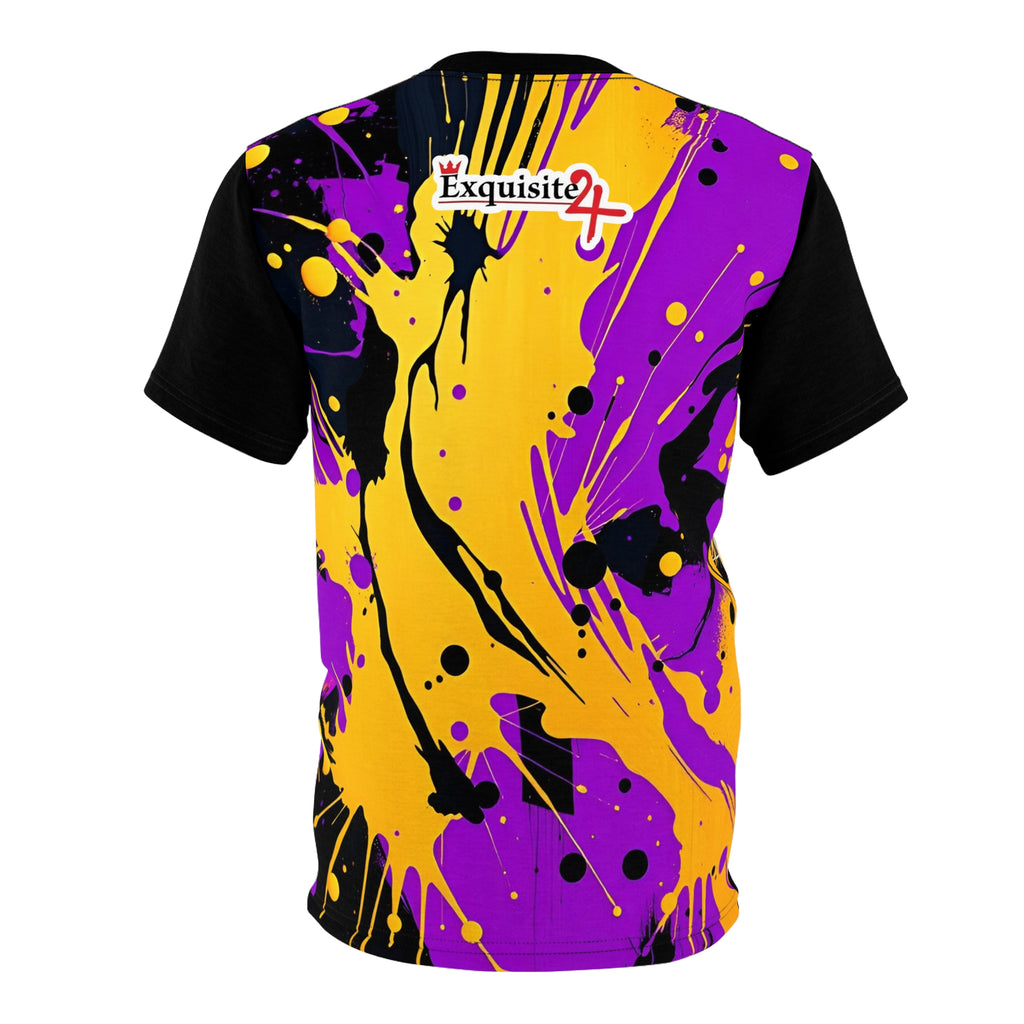 Tiger Face Graphic Tee — Neon Paint Splash All-Over Print