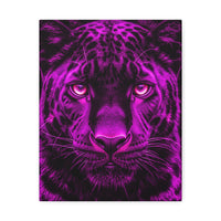 Purple Neon Panther Stretched Canvas – Vibrant Wall Art for Modern Rooms