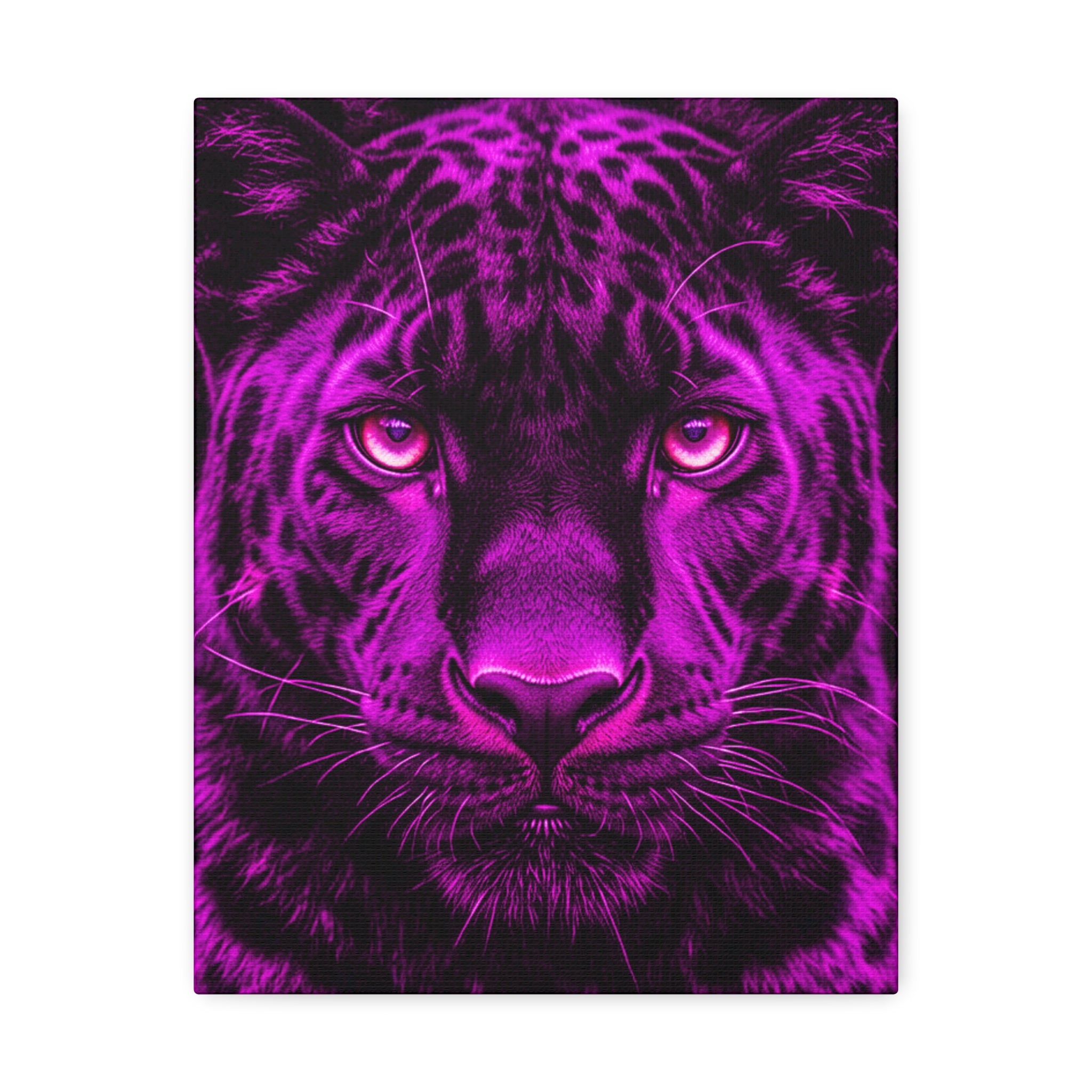 Purple Neon Panther Stretched Canvas – Vibrant Wall Art for Modern Rooms