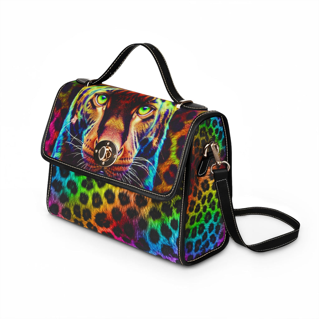 Rainbow Leopard Tote Bag — Colorful Leopard Face Waterproof Canvas Handbag