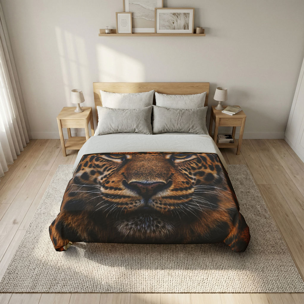Exquisite 24 Leopard Face Cotton Duvet Cover — Bold Safari Animal Print Bedding