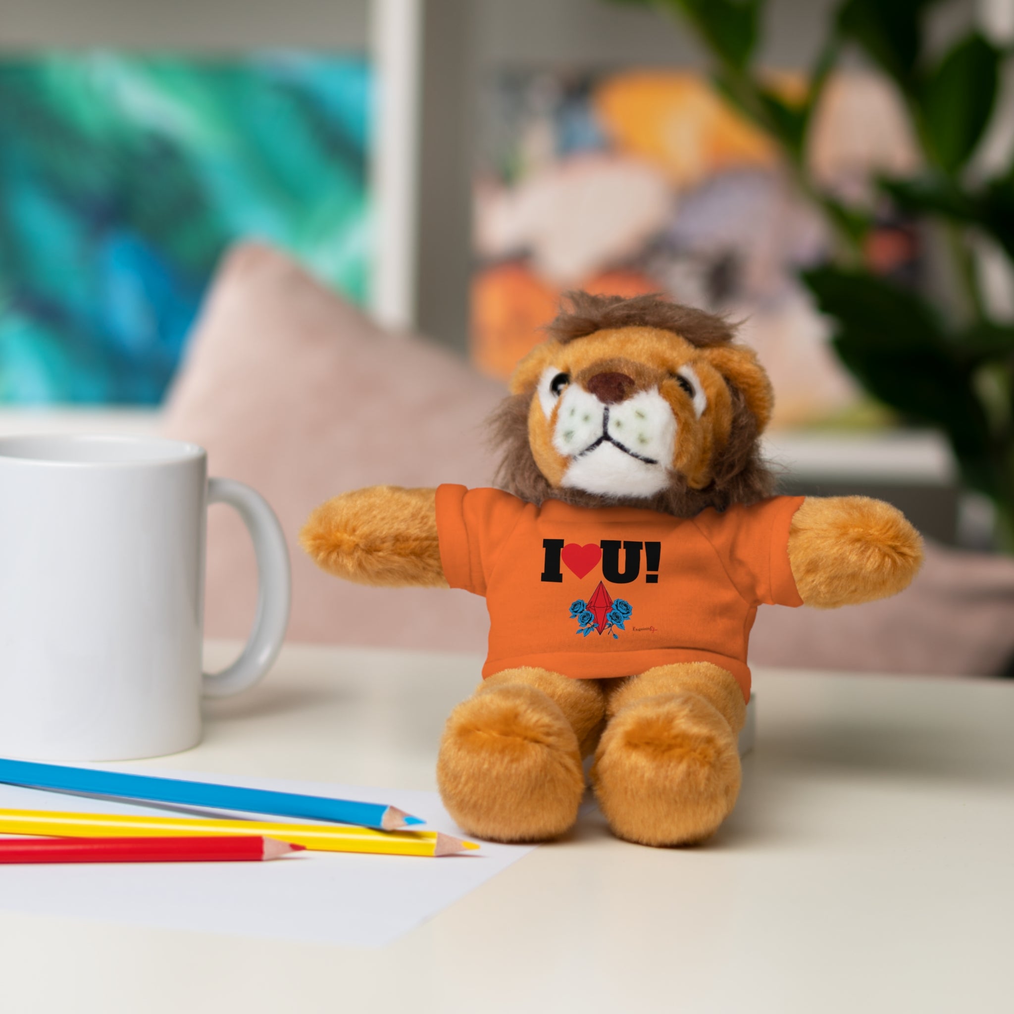Plush Bear with Branded Tee – Red Diamond and Blue Roses Teddy
