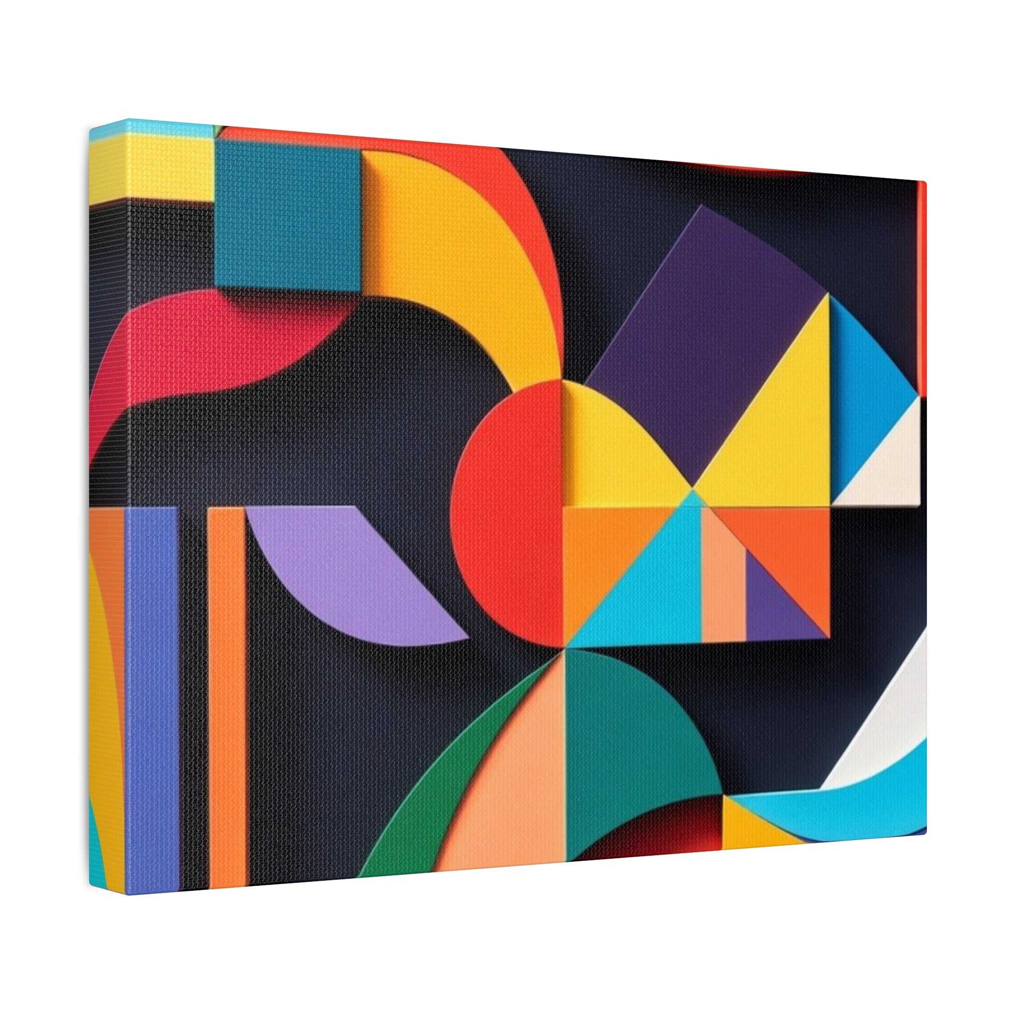 Abstract Geometric Stretched Canvas – Colorful Modern Wall Art