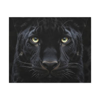 Black Panther Wall Canvas — Intense Close-Up Stretched Canvas Art