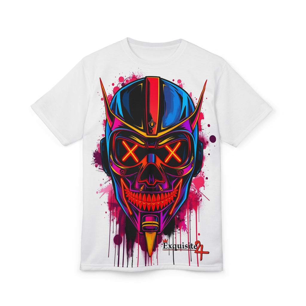 Neon Skull Helmet T-Shirt — Cyberpunk Biker Graphic Tee
