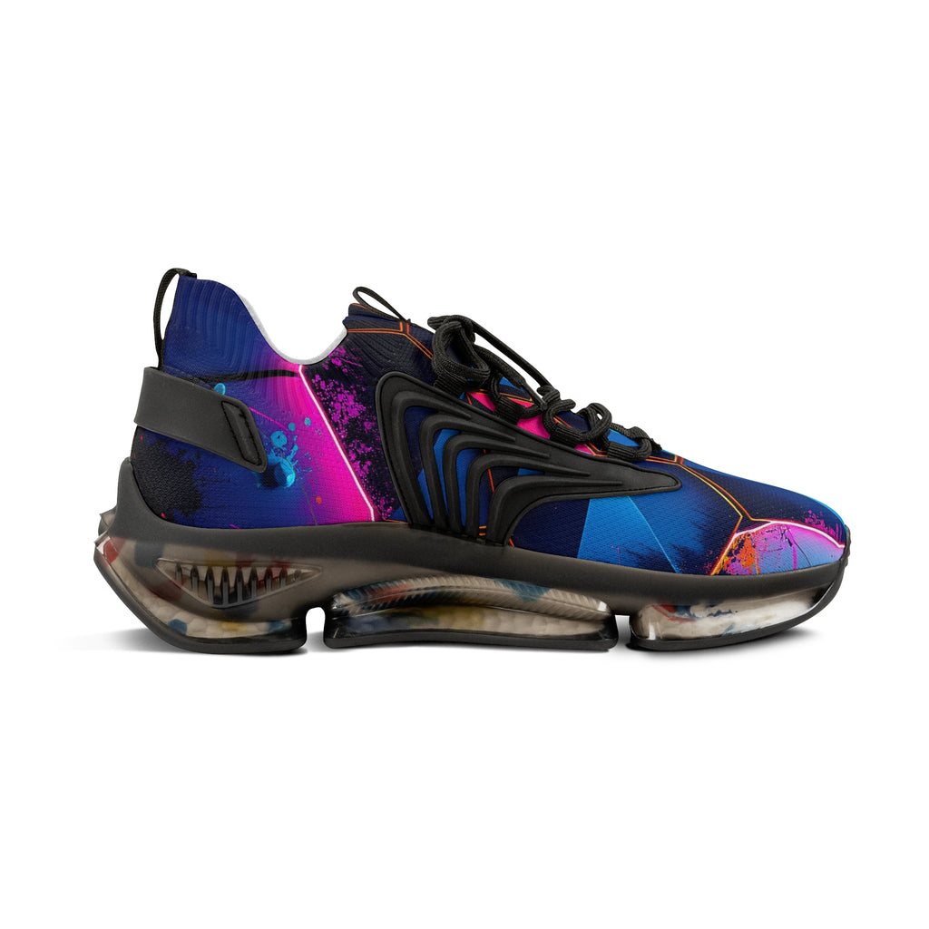 Women's Neon Geometric Athletic Shoes (Blue Pink Hexagon)