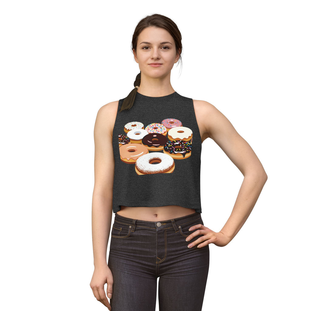 Donut Pattern Women's Crop Top — Colorful Sprinkle Donuts Graphic Tank