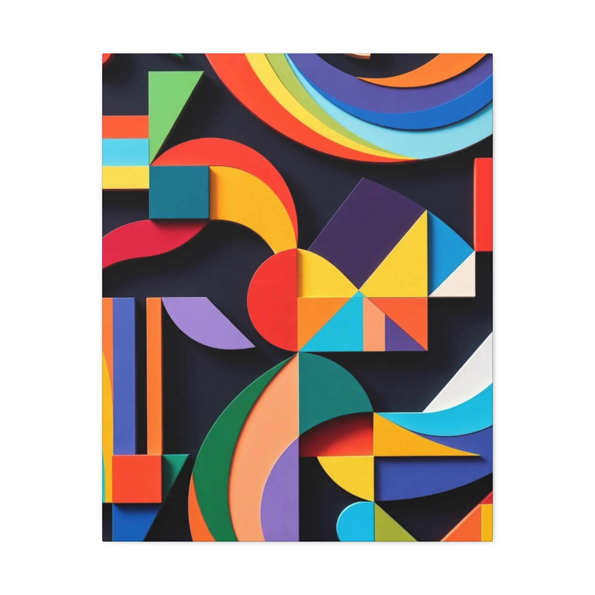 Abstract Geometric Stretched Canvas – Colorful Modern Wall Art