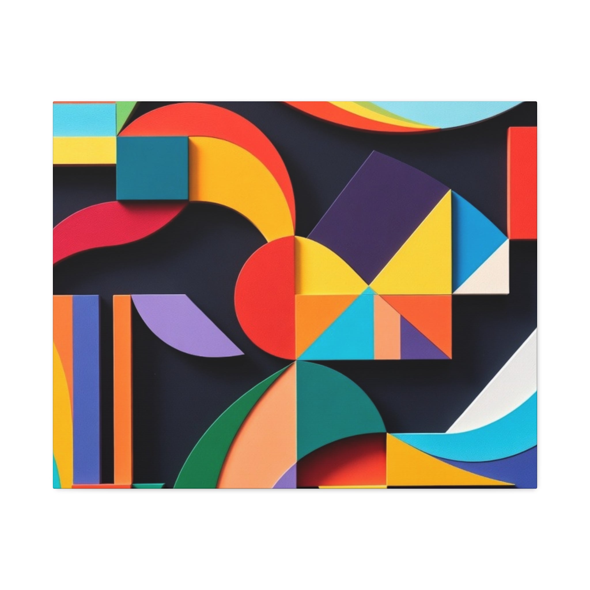 Abstract Geometric Stretched Canvas – Colorful Modern Wall Art